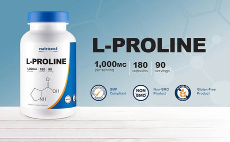 NUTRICOST - Nutricost L-Proline 1000Mg. 180 Capsulas - The Red Vitamin MX - Suplementos Alimenticios - {{ shop.shopifyCountryName }}