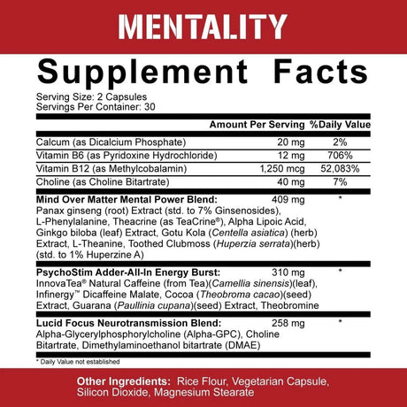 5% NUTRITION - 5% Nutrition Rich Piana Mentality Nootropic Blend 60 Capsulas - The Red Vitamin MX - Suplementos Alimenticios - {{ shop.shopifyCountryName }}