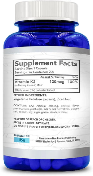 HEALING AWAKENING - Healing Awakening Vitamin K2 MK-7 120mcg 200 Capsulas - The Red Vitamin MX - Suplementos Alimenticios - {{ shop.shopifyCountryName }}