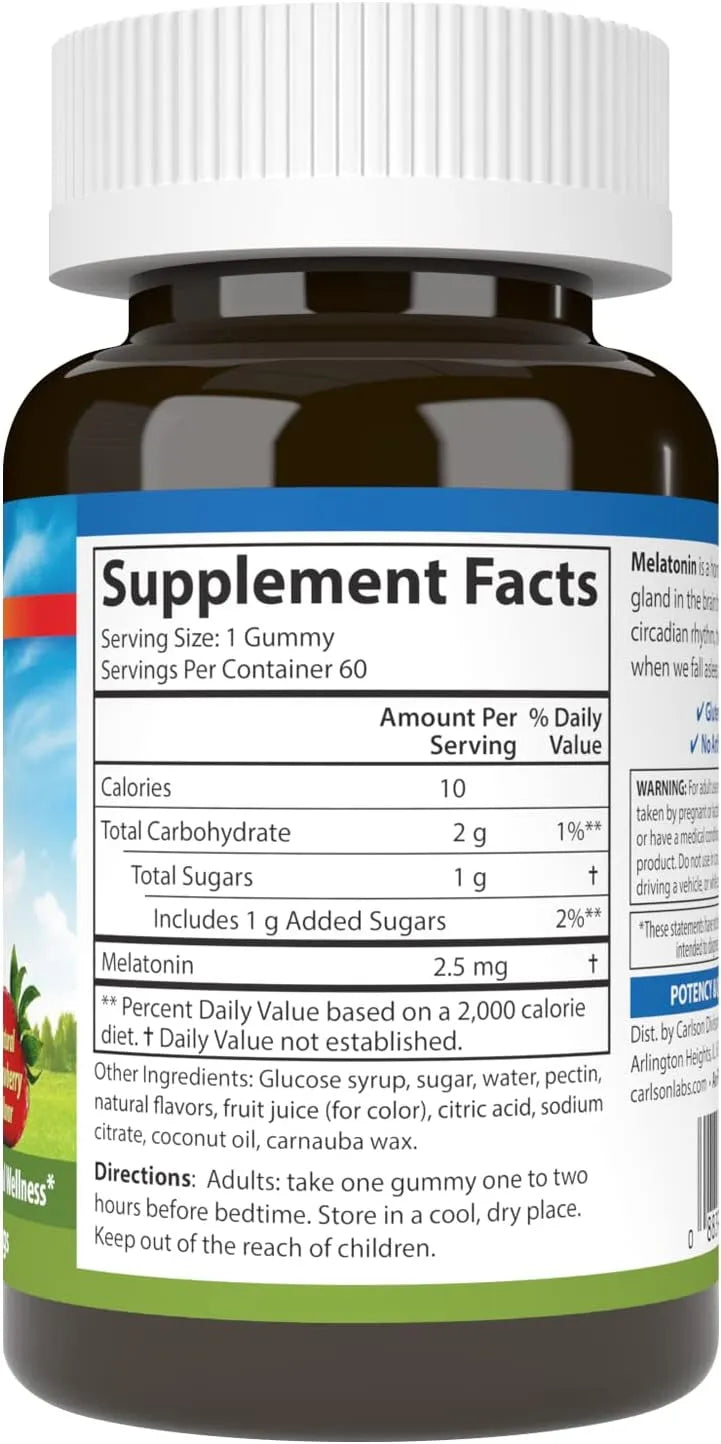 CARLSON - Carlson Melatonin Gummies 2.5Mg. 60 Gomitas - The Red Vitamin MX - Suplementos Alimenticios - {{ shop.shopifyCountryName }}