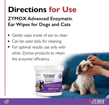 ZYMOX - Zymox Advanced Enzymatic Ear Wipes for Dogs and Cats 100 Toallitas - The Red Vitamin MX - Cuidado Del Oído De Perros - {{ shop.shopifyCountryName }}