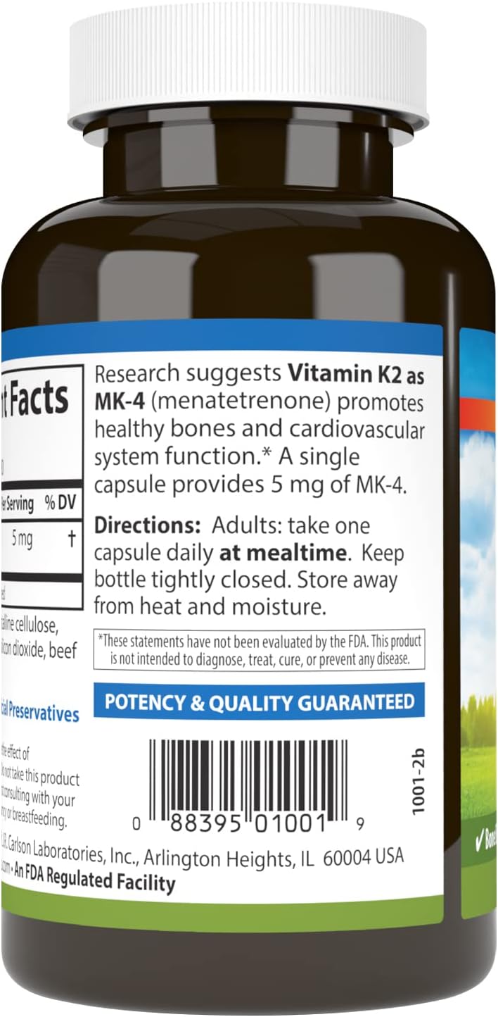 Carlson Vitamin K2 MK-4 180 Capsulas - The Red Vitamin MX - Suplementos Alimenticios - CARLSON