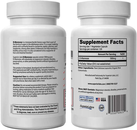 SUPERIOR LABS - Superior Labs D-Mannose 500Mg. 120 Capsulas - The Red Vitamin MX - Suplementos Alimenticios - {{ shop.shopifyCountryName }}