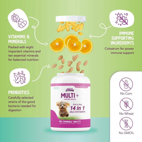 HEALTH EXTENSION - Health Extension Lifetime Multivitamin and Mineral Tablets for Dogs & Puppies 180 Tabletas - The Red Vitamin MX - Multivitamínicos Para Perros - {{ shop.shopifyCountryName }}