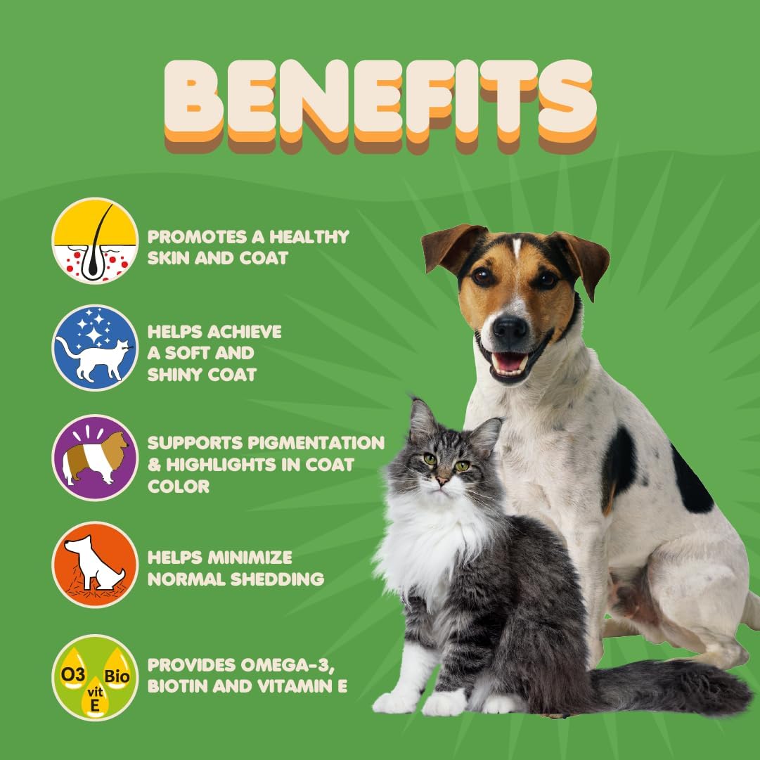 Makondo Pets Skin and Coat Supplement with Fish Oil and Omega 3 for Dogs 60 Tabletas Masticables 2 Pack