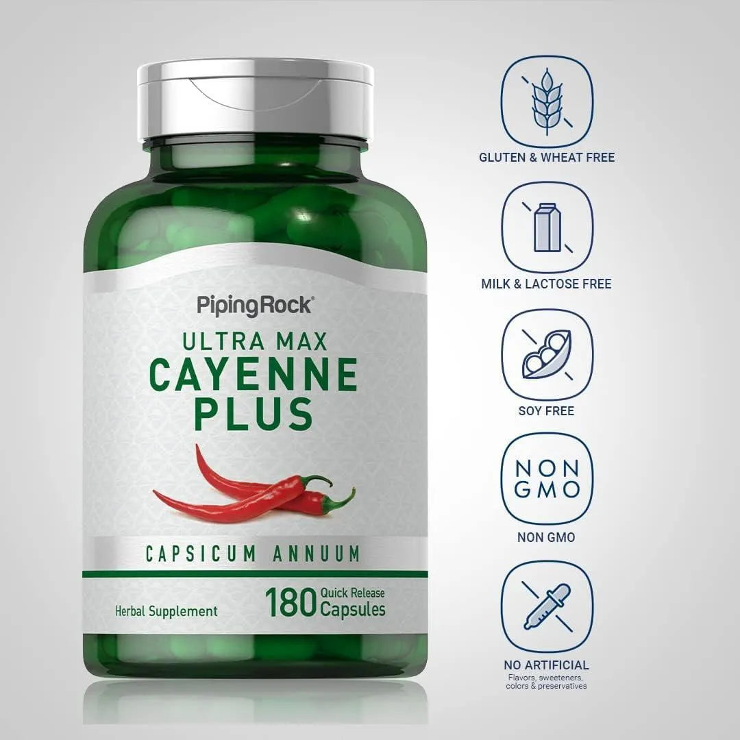 PIPING ROCK - Piping Rock Cayenne Pepper Plus 180 Capsulas - The Red Vitamin MX - Suplementos Alimenticios - {{ shop.shopifyCountryName }}