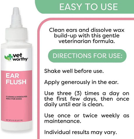 VET WORTHY - Vet Worthy Dog Ear Flush 8 Fl.Oz. - The Red Vitamin MX - Cuidado Del Oído De Perros - {{ shop.shopifyCountryName }}