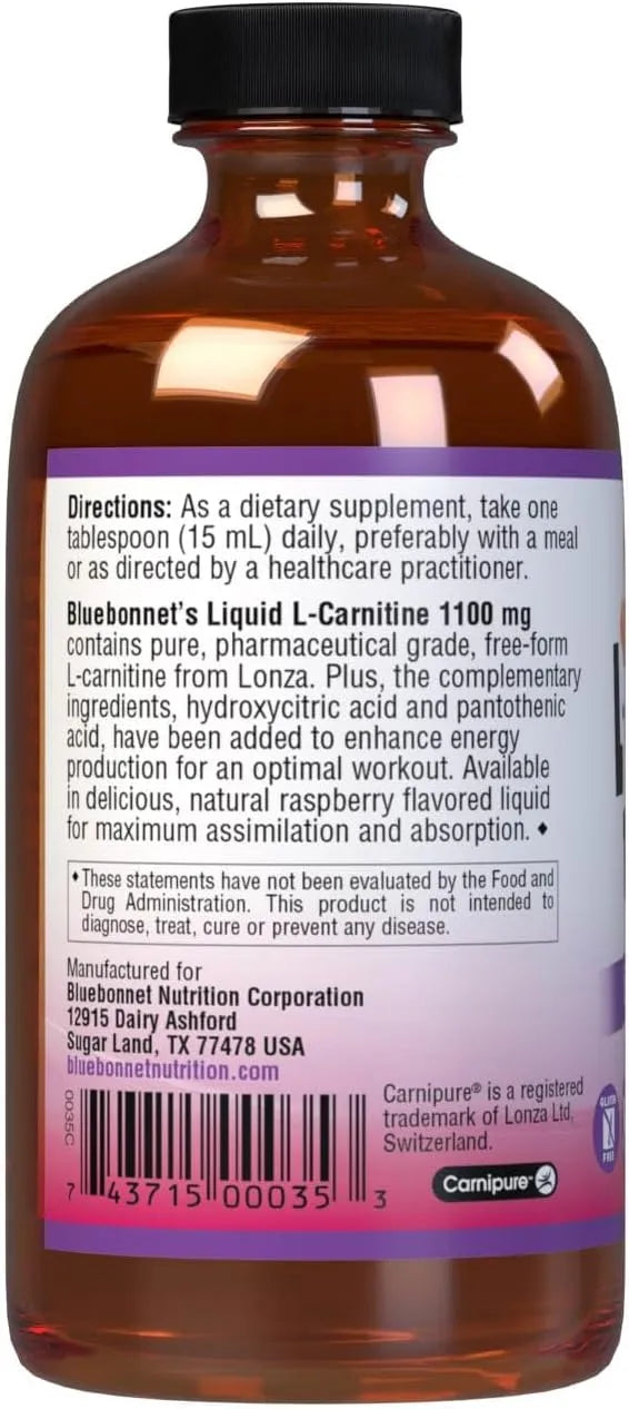 BLUEBONNET NUTRITION - Bluebonnet Liquid L-Carnitine 1100Mg. Raspberry 236Ml. - The Red Vitamin MX - Suplementos Alimenticios - {{ shop.shopifyCountryName }}