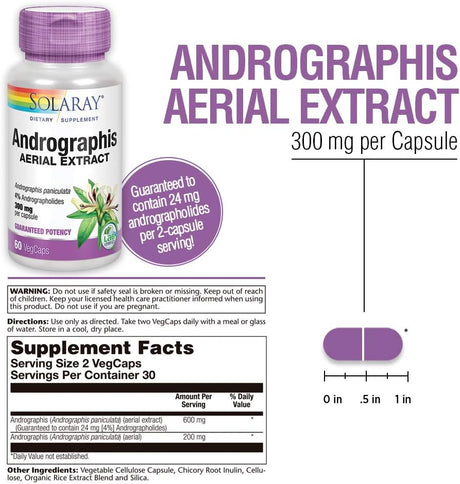 SOLARAY Andrographis Aerial Extract 600Mg. 60 Capsulas