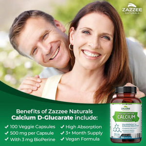 ZAZZEE NATURALS - Zazzee High Absorption Calcium D-Glucarate 500Mg. 100 Capsulas - The Red Vitamin MX - Suplementos Alimenticios - {{ shop.shopifyCountryName }}