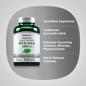 PIPING ROCK - Piping Rock Moringa Oleifera 6,000Mg. 240 Capsulas - The Red Vitamin MX - Suplementos Alimenticios - {{ shop.shopifyCountryName }}