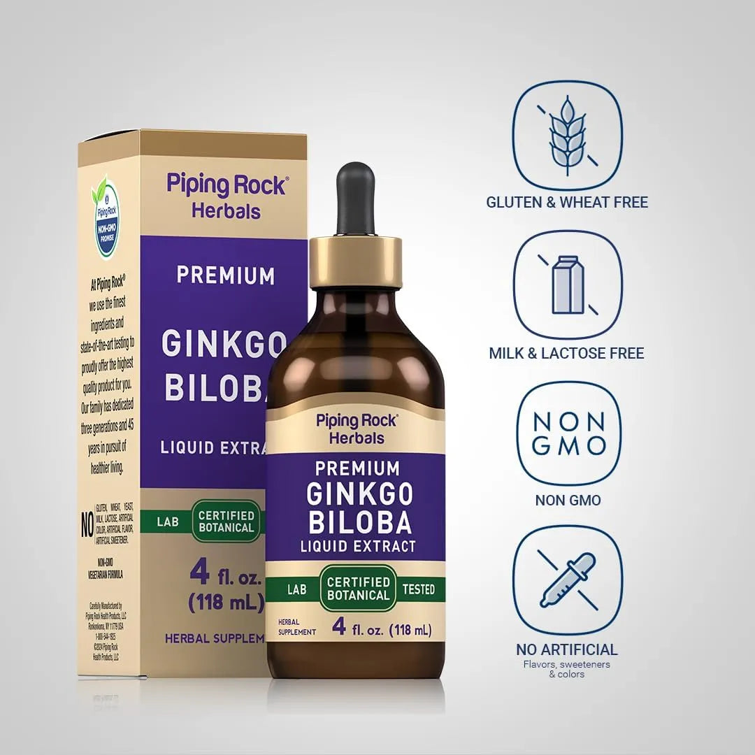 PIPING ROCK - Piping Rock Ginkgo Biloba Liquid Herbal Extract 4 Fl.Oz. - The Red Vitamin MX - Suplementos Alimenticios - {{ shop.shopifyCountryName }}