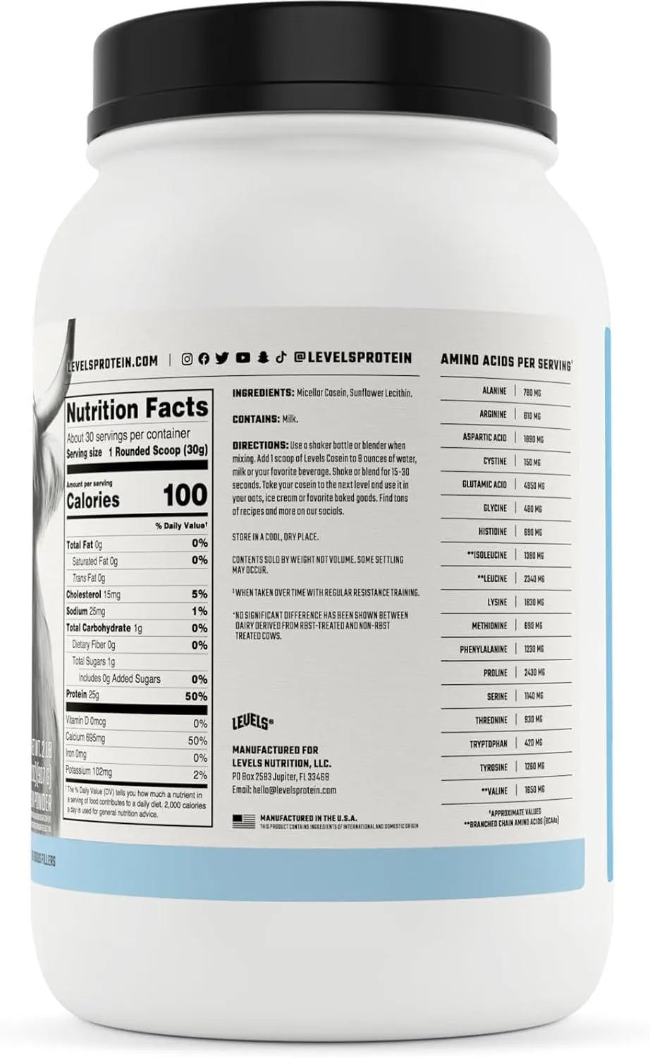 LEVELS - Levels 100% Micellar Casein Protein Unflavored 2 Lb. - The Red Vitamin MX - Suplementos Alimenticios - {{ shop.shopifyCountryName }}