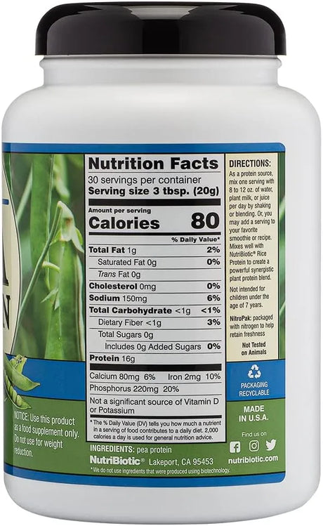 NUTRIBIOTIC - NutriBiotic Pea Protein Plain 600Gr. - The Red Vitamin MX - Suplementos Alimenticios - {{ shop.shopifyCountryName }}