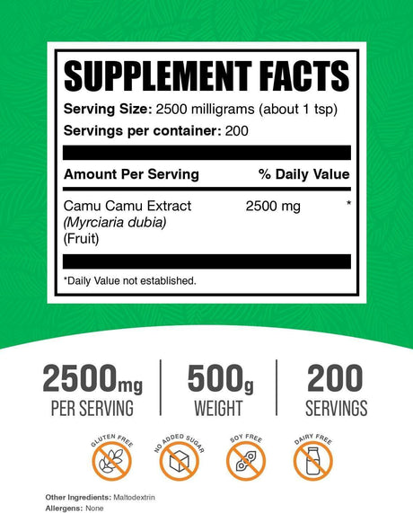 BULK SUPPLEMENTS - Bulk Supplements Camu Camu Extract Powder 500Gr. - The Red Vitamin MX - Suplementos Alimenticios - {{ shop.shopifyCountryName }}