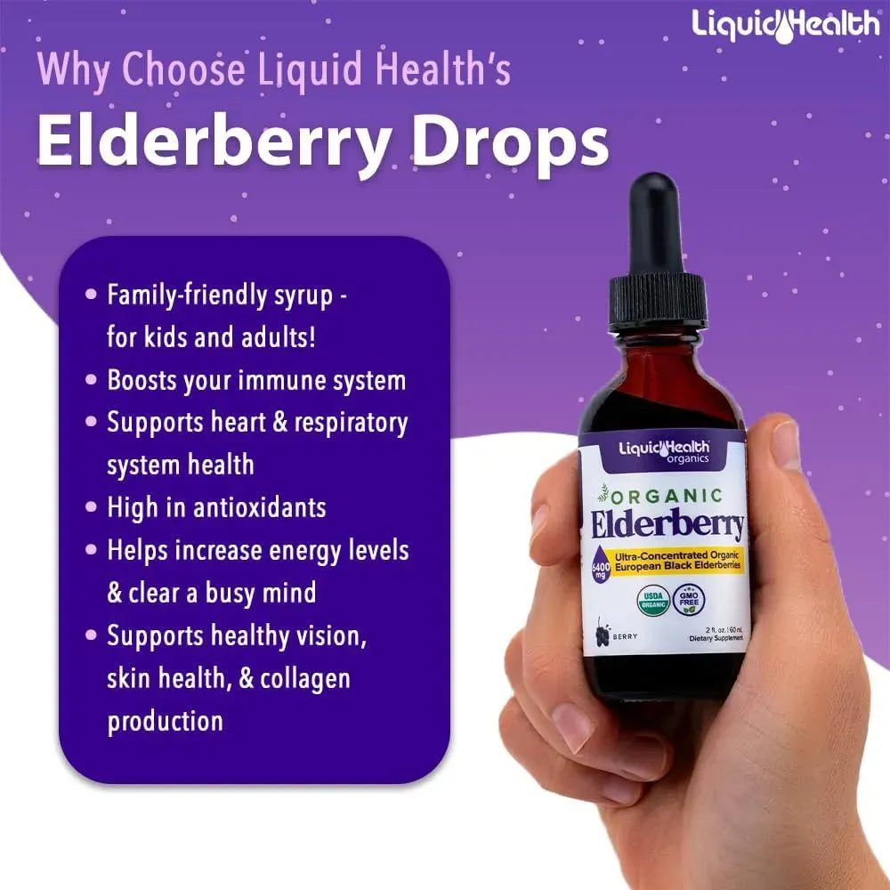 LIQUIDHEALTH - LIQUIDHEALTH USDA Organic Elderberry Liquid Drops 2 Fl.Oz. - The Red Vitamin MX - Suplementos Alimenticios - {{ shop.shopifyCountryName }}