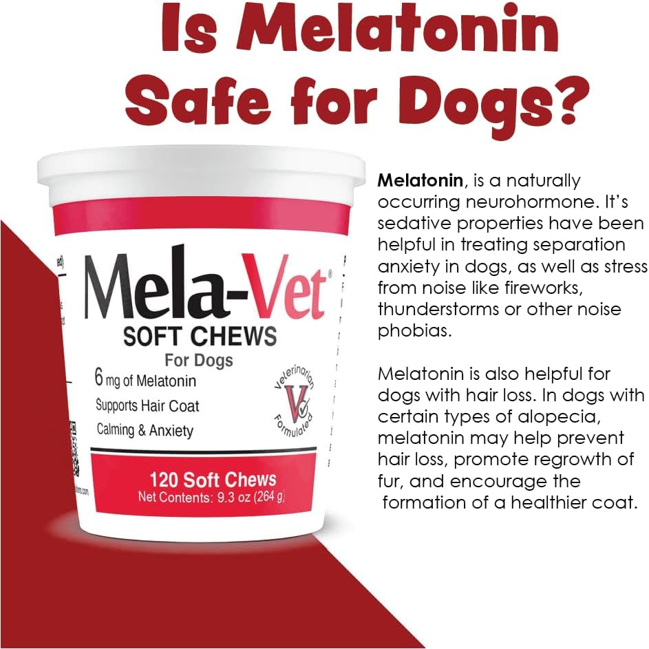 Mela-Vet Melatonin Calming Soft Chews for Dogs 120 Masticables