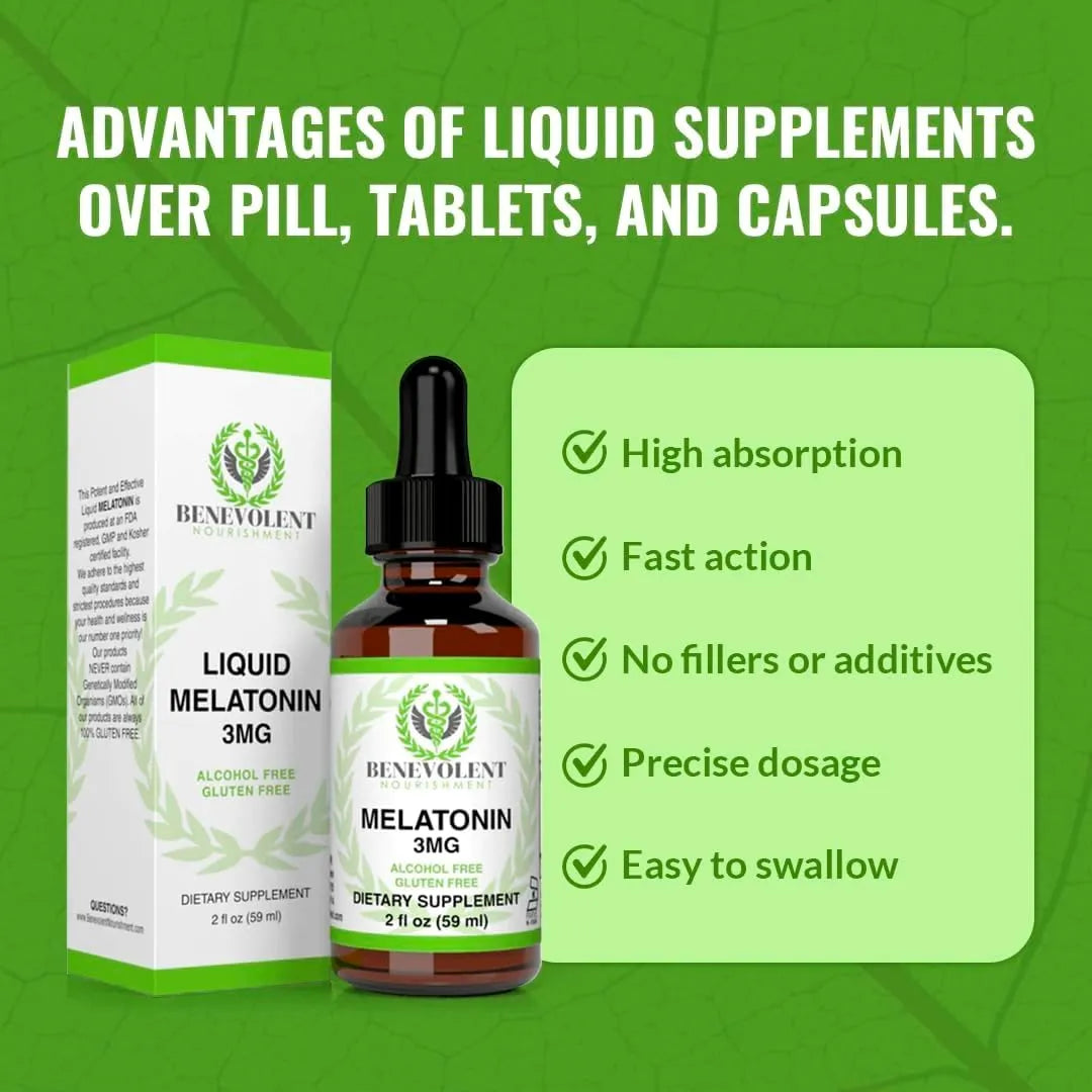 BENEVOLENT NOURISHMENT - Benevolent Melatonin Liquid 3Mg. 2 Fl.Oz. - The Red Vitamin MX - Suplementos Alimenticios - {{ shop.shopifyCountryName }}