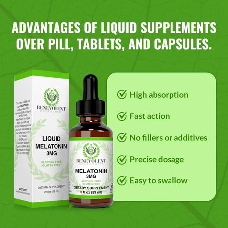 BENEVOLENT NOURISHMENT - Benevolent Melatonin Liquid 3Mg. 2 Fl.Oz. - The Red Vitamin MX - Suplementos Alimenticios - {{ shop.shopifyCountryName }}
