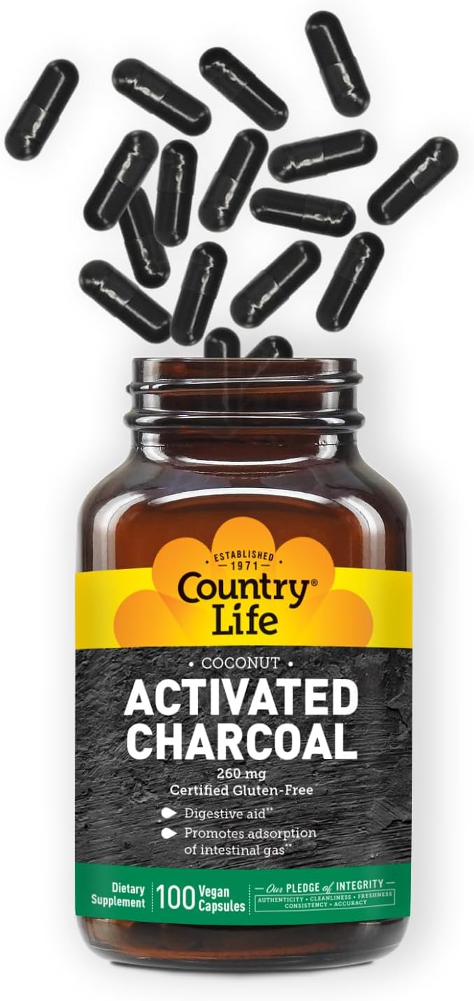 Country Life Activated Charcoal 260Mg. 100 Capsulas