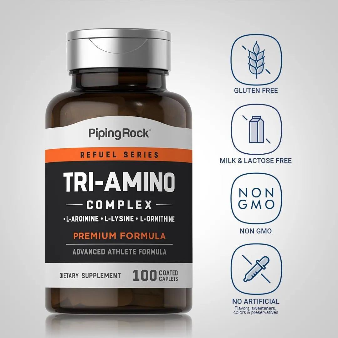 PIPING ROCK - Piping Rock Tri Amino L-Arginine L-Ornithine L-Lysine 100 Tabletas - The Red Vitamin MX - Suplementos Alimenticios - {{ shop.shopifyCountryName }}