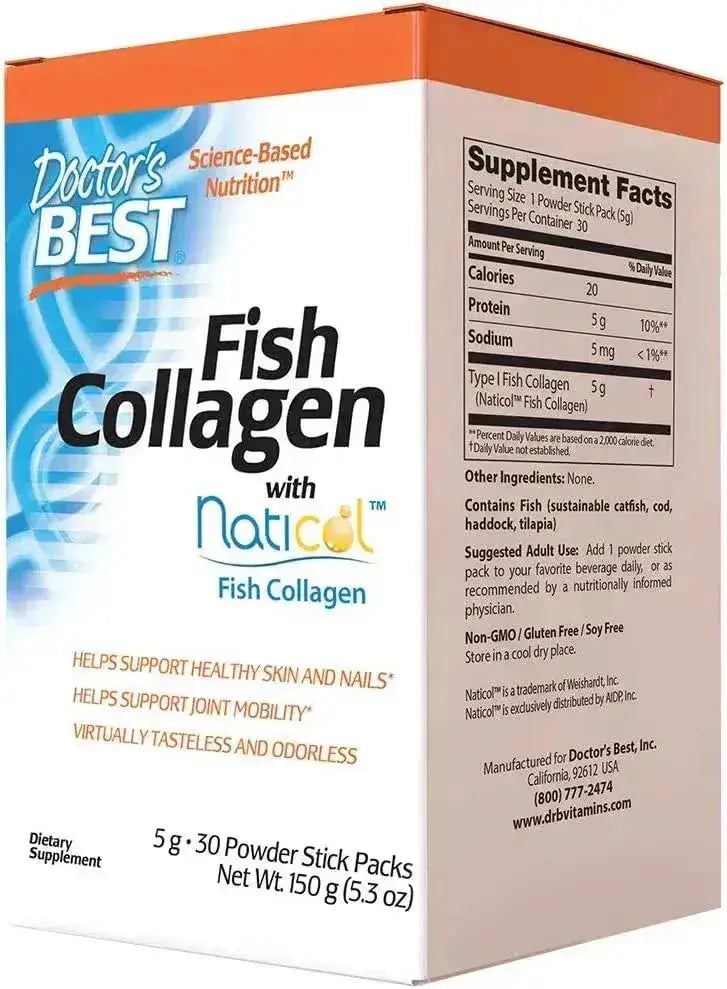 DOCTOR'S BEST - Doctor's Best Fish Collagen w/Naticol Powder 30 Paquetes - The Red Vitamin MX - Suplementos Alimenticios - {{ shop.shopifyCountryName }}