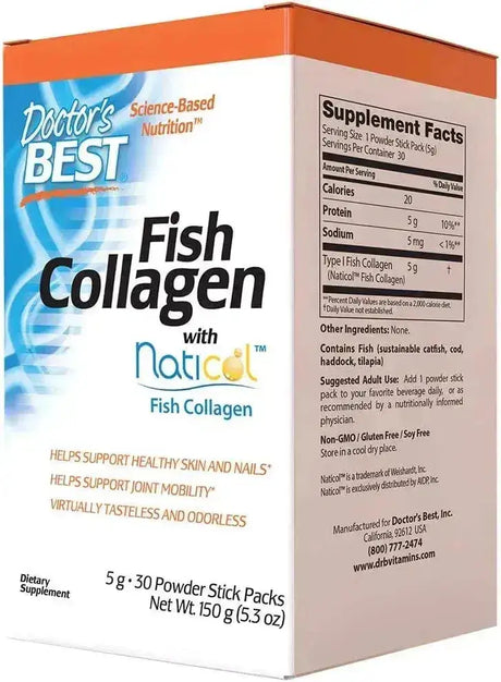 DOCTOR'S BEST - Doctor's Best Fish Collagen w/Naticol Powder 30 Paquetes - The Red Vitamin MX - Suplementos Alimenticios - {{ shop.shopifyCountryName }}
