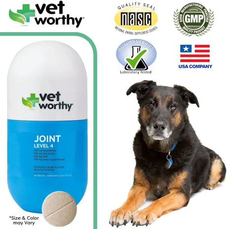 VET WORTHY - Vet Worthy Joint Support Level 4 Dog Supplement 60 Tabletas Masticables - The Red Vitamin MX - Cuidado De Cadera Y Articulaciones Para Perros - {{ shop.shopifyCountryName }}