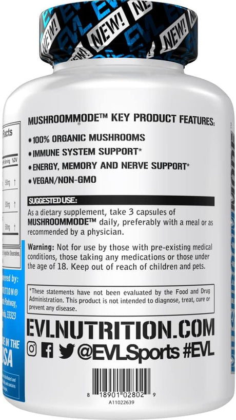 Evlution Vegan Organic Mushroom Supplement 30 Capsulas - The Red Vitamin MX - Suplementos Alimenticios - EVLUTION