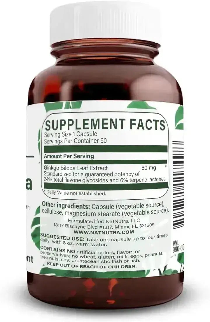 NATURAL NUTRA - Natural Nutra Ginkgo Biloba 60 Capsulas - The Red Vitamin MX - Suplementos Alimenticios - {{ shop.shopifyCountryName }}