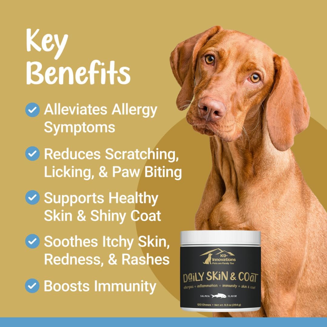 K9-Innovations Daily Skin & Coat Dog Chews Salmon Flavor 120 Masticables