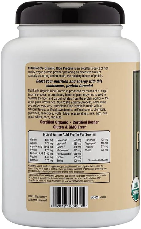 NUTRIBIOTIC - NutriBiotic Certified Organic Plain Rice Protein 600Gr. - The Red Vitamin MX - Suplementos Alimenticios - {{ shop.shopifyCountryName }}