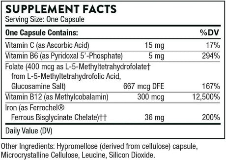 THORNE RESEARCH - Thorne Ferrasorb Complete Blood Support Formula 60 Capsulas - The Red Vitamin MX - Suplementos Alimenticios - {{ shop.shopifyCountryName }}