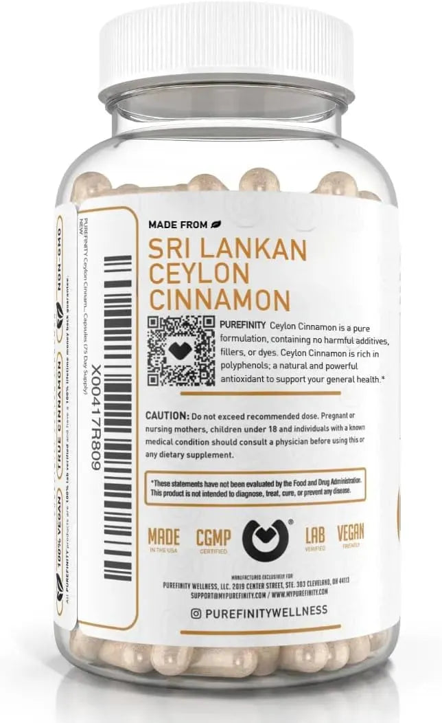 PUREFINITY - PUREFINITY Ceylon Cinnamon Organic 1500Mg. 150 Capsulas - The Red Vitamin MX - Suplementos Alimenticios - {{ shop.shopifyCountryName }}