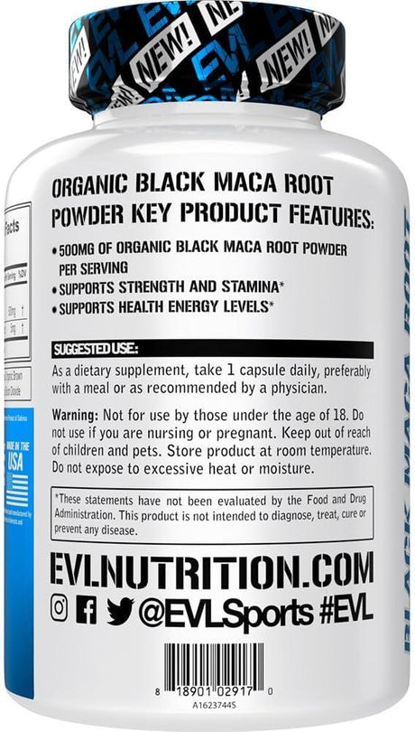 EVLUTION - Evlution Nutrition Black Maca Root 500Mg. 60 Capsulas - The Red Vitamin MX - Suplementos Alimenticios - {{ shop.shopifyCountryName }}