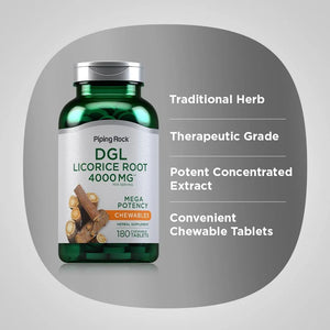 PIPING ROCK - Piping Rock DGL Licorice Root 4000Mg. 180 Tabletas Masticables - The Red Vitamin MX - Suplementos Alimenticios - {{ shop.shopifyCountryName }}