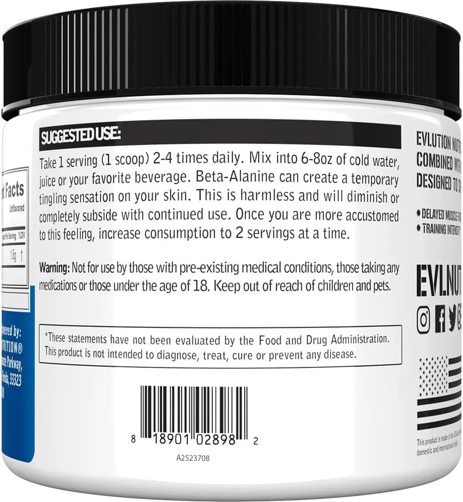 EVLUTION - Evlution Nutrition Beta-Alanine Unflavored Powder 125 Servicios 200Gr. - The Red Vitamin MX - Suplementos Alimenticios - {{ shop.shopifyCountryName }}