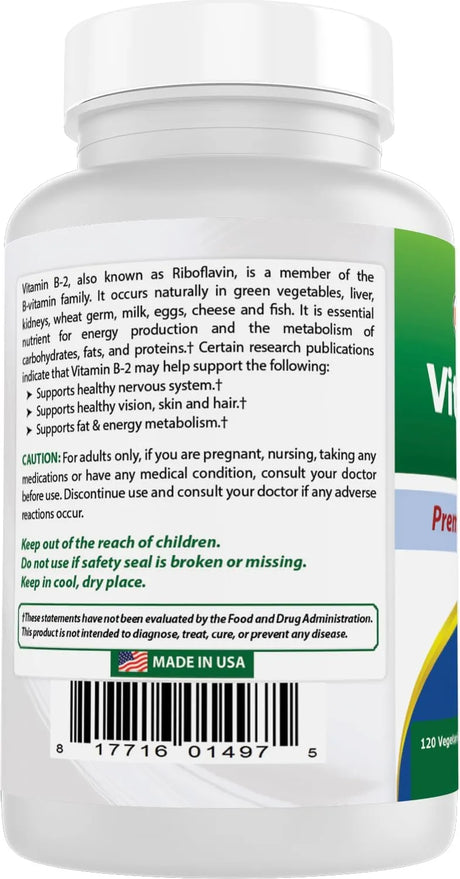 BEST NATURALS - Best Naturals Vitamin B2 400Mg. 120 Capsulas 2 Pack - The Red Vitamin MX - Suplementos Alimenticios - {{ shop.shopifyCountryName }}