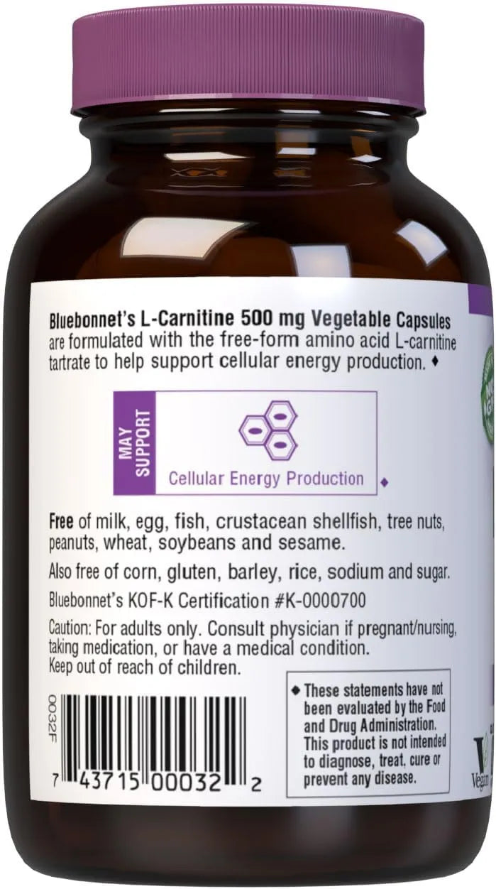 BLUEBONNET NUTRITION - Bluebonnet Nutrition L-Carnitine 500Mg. 30 Capsulas - The Red Vitamin MX - Suplementos Alimenticios - {{ shop.shopifyCountryName }}