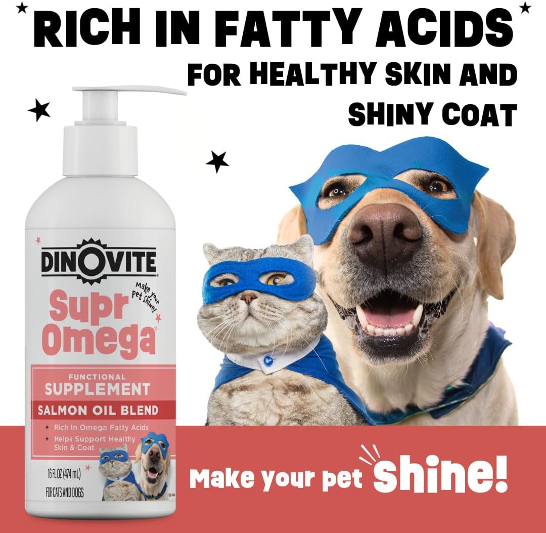 Dinovite SuprOmega Wild Caught Salmon Oil for Dogs & Cats 16 Fl.Oz.