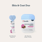 Kradle Skin Recovery Chews for Dogs 75 Masticables  Biotin Collagen Zinc + Anti-Itch Spray 4 Fl.Oz.