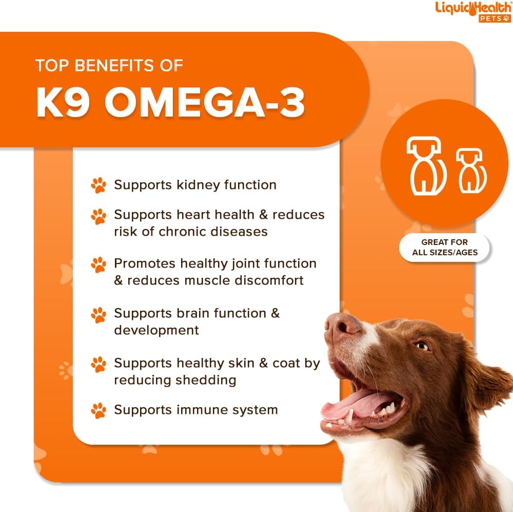 LIQUIDHEALTH - Liquid Health Pets K9 Omega 3 Fish Oil for Dogs 16 Fl.Oz. - The Red Vitamin MX - Aceite De Pescado Para Perros - {{ shop.shopifyCountryName }}