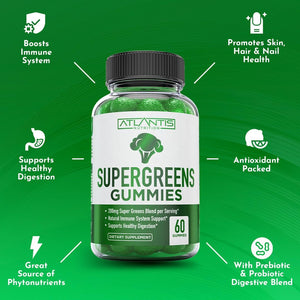 Atlantis Nutrition Supergreens Gummies Natural Raspberry Flavor 60 Gomitas