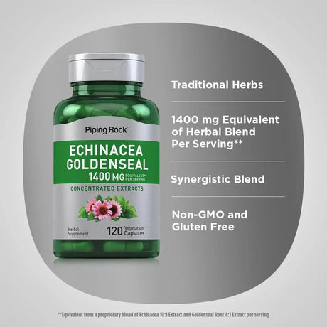 PIPING ROCK - Piping Rock Echinacea Goldenseal 1400Mg. 120 Capsulas - The Red Vitamin MX - Suplementos Alimenticios - {{ shop.shopifyCountryName }}