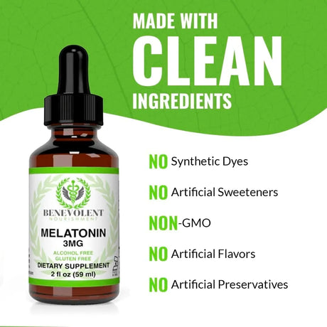 BENEVOLENT NOURISHMENT - Benevolent Melatonin Liquid 3Mg. 2 Fl.Oz. - The Red Vitamin MX - Suplementos Alimenticios - {{ shop.shopifyCountryName }}