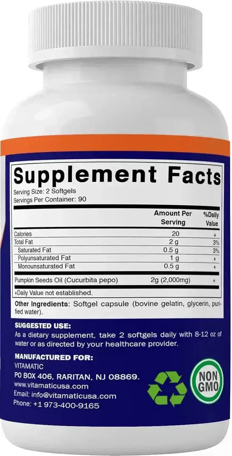 VITAMATIC - Vitamatic Pumpkin Seed Oil 2000Mg. 180 Capsulas Blandas 2 Pack - The Red Vitamin MX - Suplementos Alimenticios - {{ shop.shopifyCountryName }}