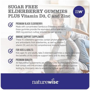 NATUREWISE - NatureWise Sambucus Elderberry Gummies Sugar-Free 60 Gomitas - The Red Vitamin MX - Suplementos Alimenticios - {{ shop.shopifyCountryName }}