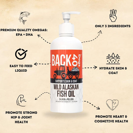 BACK 40 DOGS - Back 40 Dogs Wild Alaskan Fish Oil for Dogs 16 Fl.Oz. - The Red Vitamin MX - Aceite De Pescado Para Perros - {{ shop.shopifyCountryName }}