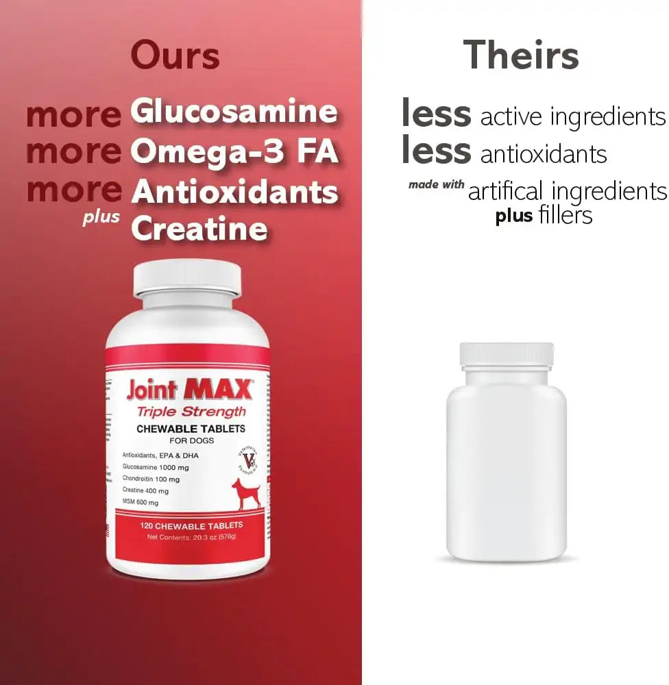 JOINT MAX - Joint Max Triple Strength Chewable Tablets for Dogs 120 Tabletas - The Red Vitamin MX - Cuidado De Cadera Y Articulaciones Para Perros - {{ shop.shopifyCountryName }}