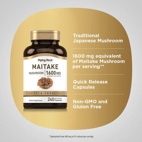 PIPING ROCK - Piping Rock Maitake Mushroom Extract 1600Mg. 240 Capsulas - The Red Vitamin MX - Suplementos Alimenticios - {{ shop.shopifyCountryName }}